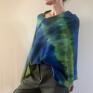 Unikatowe ponczo blue&green - one size poncho wełniane