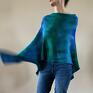 zielone poncho z alpaki blue&green narzutka oversize