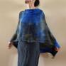 szare narzutka z baby alpaki blue&gray poncho one size