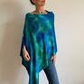 sweter ponczo z wełny merino blue&green one size tunika