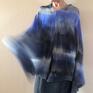 poncho: Wełniane ponczo blue&gray - narzutka sweter