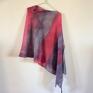 poncho: Szaro czerwone ręcznie barwione lniane ponczo - prezent sweter