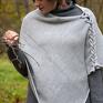 Hermina oversize ponczo szare poncho narzutka damska sweter