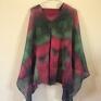 Anna Damzyn poncho ponczo narzutka red&green lniana