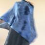 Wełniane ponczo błękitno szare z atramentem tunika sweter