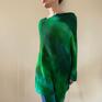 Narzutka z merynosów w odcieniach zieleni - oversize tunika poncho