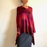 poncho narzutka z merino red&wine oversize wełna