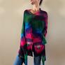 poncho: Kolorowe ponczo z wełny merino - handmade sweter