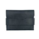 hand made mały czarny portfel skórzany na karty ręcznie uszyty