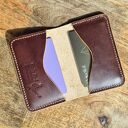 Skórzany portfel na karty płatnicze - ręcznie szyty! Brązowy, czekoladowy