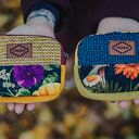 Kolorowy portfelik handmade patchwork z tkaniny z odzysku