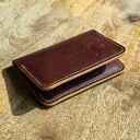 Skórzany portfel na karty płatnicze - ręcznie szyty! Brązowy