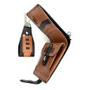 Portfel czarno-brązowy skórzany z łańcuszkiem do paska