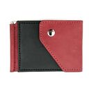 czerwono czarny portfel na klips skórzany ręcznie uszyty