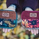 Mały portfelik damski handmade w patchworkowe liście