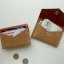 'RACHEL' SKÓRZANA ZAMSZOWA PORTMONETKA - BEŻOWA | PORTFELIK NA KARTY | ETUI NA KARTY | PORTFEL