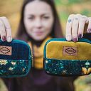 Mały portfelik damski handmade patchwork z tkaniny z odzysku