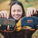 Mały portfelik damski handmade patchwork z tkaniny z odzysku