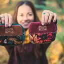 Mały portfelik damski handmade patchwork z tkaniny z odzysku