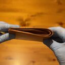 brązowy portfel portfele jasno ze skóry