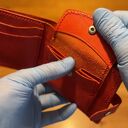 na portfele czerwony portfel na bilon ze skóry