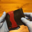 skórzany portfel portfele czarno czerwony ze skóry