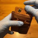 portfele portfel ze skóry brązowy na bilon i karty