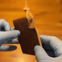 handmade portfele ze skóry brązowo beżowy mały portfel