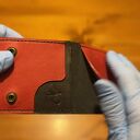 unikalne portfele czarno czerwony portfel skórzany