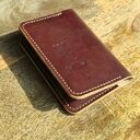 Skórzany portfel na karty płatnicze - ręcznie szyty! Brązowy, czekoladowy