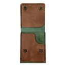 portfele ręcznie uszyty zielono brązowy portfel skórzany