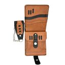 Portfel czarno-brązowy skórzany z łańcuszkiem do paska