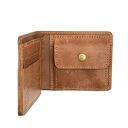 jasno brązowy skórzany portfel ręcznie uszyty na bilon i karty