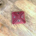 Damski portfel bilonówka na monety z grawerem. Personalizowana bilonówka z czerwonej skóry