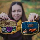 Kolorowy portfelik handmade patchwork z tkaniny z odzysku