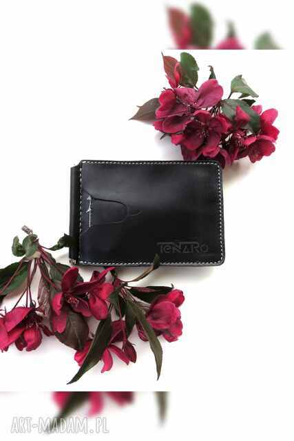 Banknotówka, portfel skórzany czarno-szary