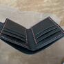 Czarny portfel na karty ze skóry ręcznie uszyty - męski duży prezent