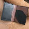 portfel ze skóry czarno brązowy ze ręcznie