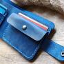 Personalizowany niebieski z zapięciem z imienia, inicjałów handmade skórzany portfel z grawerem