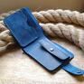 personalizowany niebieski handmade portfel męski skórzany