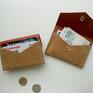 'rachel' skórzana zamszowa portmonetka - beżowa | portfelik na karty | etui kolorowy prezent