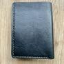 Czarny duży ze skóry ręcznie uszyty na prezent vintage męski portfel