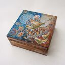 Drewniana szkatułka na skarby decoupage - muzyka spotyka ocean