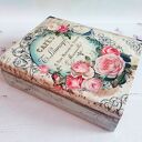 Szkatułka książka na biżuterię, zdjęcia, z motywami kwiatowymi w stylu shabby chic