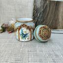 Rustykalny słoik decoupage Błękitna Łąka