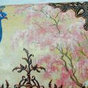 Drewniana szkatułka na metalowych nóżkach z pawiem, na zdjęcia, biżuterię, na prezent