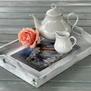 Taca dekoracyjna z baletnicą Monique art w stylu shabby chic - 40x30 cm