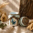 Rustykalny słoik decoupage Błękitna Łąka