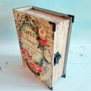 Szkatułka książka na biżuterię, zdjęcia, z motywami kwiatowymi w stylu shabby chic