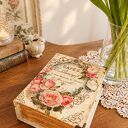 Szkatułka książka na biżuterię, zdjęcia, z motywami kwiatowymi w stylu shabby